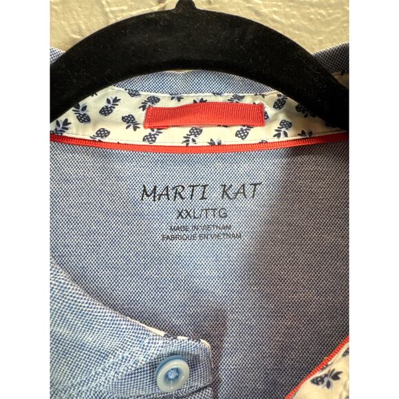 Marti Kat Polo Shirt Mens Blue Short Sleeves Collared Athleisure Size XXL NWT - Picture 2 of 4